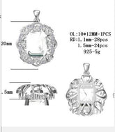 Sterling Silver Semi Mount Pendant Setting Cushion CU 12X10mm - Syzjewelry